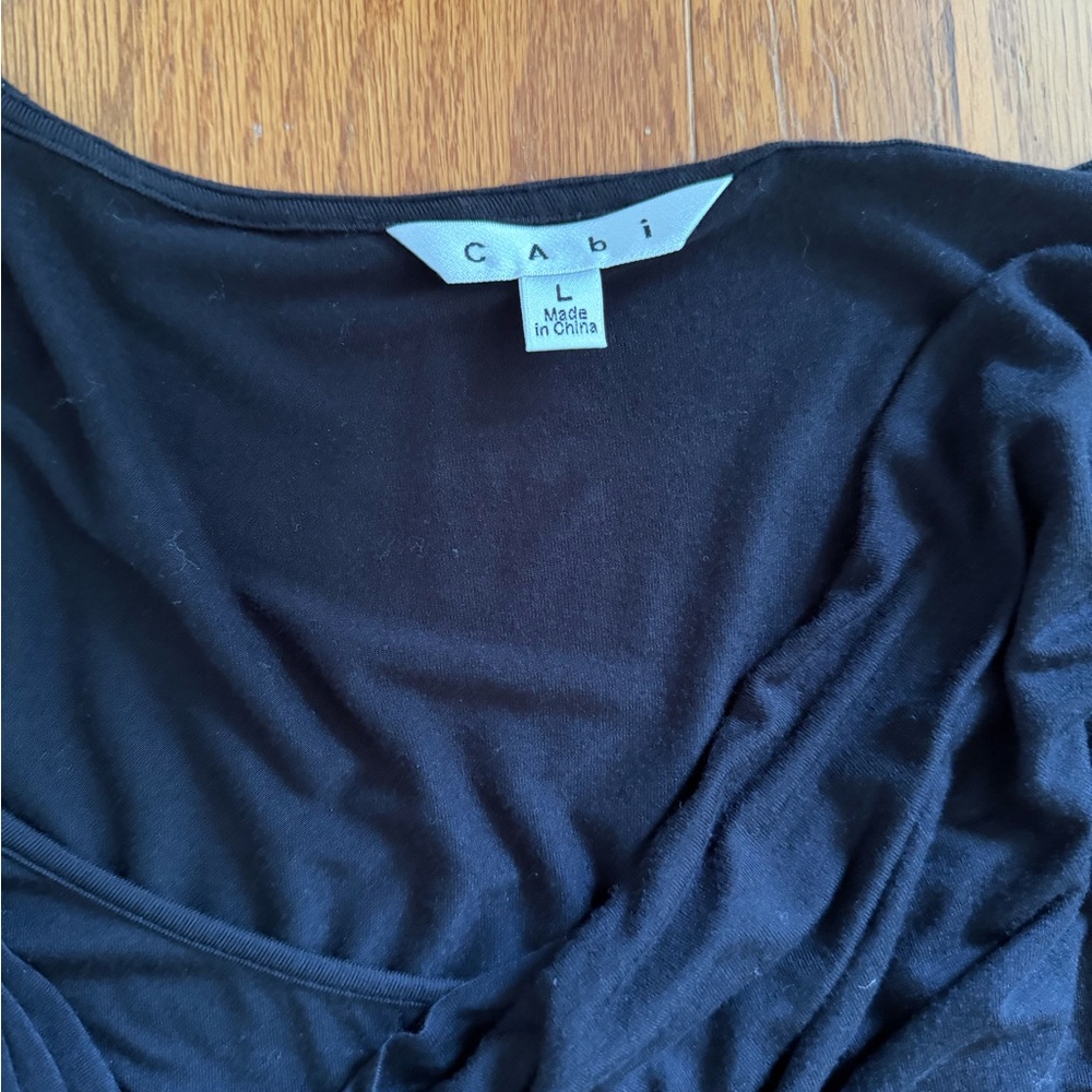 Cabi Elegant Black Cowl Neck Dress Rouched Side Large L - Picture 5 of 9